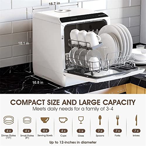 KKYKP Countertop Dishwasher Home Multifunctional Professional Smart Portable Desktop Dishwasher (Color : White, Size : 42.8 * 42.5 * 45.8cm)