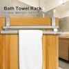 Over the Door Towel Rail, Towel Rack Stainless Steel Retractable Bath Double and Single Bar Towel Shelf Holder for Bedroom Bathroom Kitchen Livin