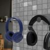Geekria Extensible Headphone Wall Mount, Stainless Steel Stick-On with 3M Adhesive Hooks Under Desk, Stick on Smooth Wall, Dual Headset Hanger Mo