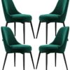 dining chair Kitchen Dining Chairs Set Office Business Chairs, 4 Pcs Dining Chairs Gold Velvet Seat Sponge Filling Back Metal Legs Antislip Foot