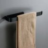 Pack of 2 Bathroom Towel Rails, Black, 19 cm/32.5 cm, Shower Towel Holder, Washbasin Cabinet, Bathroom Body Mounting [No Drilling]