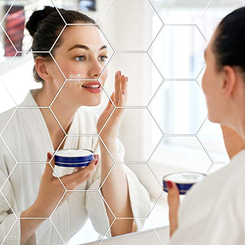 Flexible Mirror Sheets Self Adhesive 10 x 8.6 x 5 cm Non Glass Mirror Tiles Removable Acrylic Mirror for Home Living Room Bedroom Decor (36 Piece