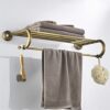 HIGOH Towel Racks, Bathroom Towel Rack Wall Mounted Towel Holder,Bathroom Copper Towel Rack,European Retro Antique Bathroom Towel Bars,Double She