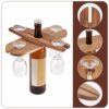 NBEADS 2 Pcs 2 Sizes Wooden Wine Bottle Brackets for Wine for Two Glasses and Bottle, Wood Wine Glass Holder Simple Wine Glasses Holder Rack for