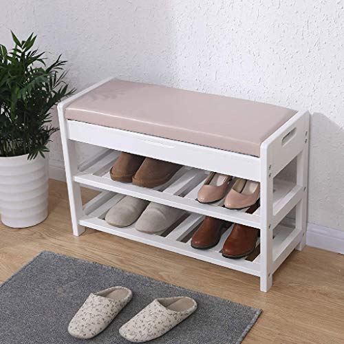 DINGZZ 2 Tier Shoes Bench Storage Shoe Rack Storage Stool Organizer Holder Seating Bench, Ideal for Entryway Hallway Bathroom Living Room Corrido