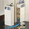 OPSREY Toilet Paper Organizer for Bathroom Cabinet, Narrow Bathroom Gap Organizer Drawer Shelf Toilet Floor Storage