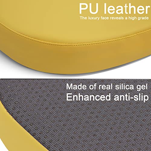 BUYUE Enhanced Anti-Slip Magnetic Bar Stool Cushion 1 Piece, Luxury PU Leather Waterproof Small Seat Cushion for Café Bistro Stackable Metal Stoo