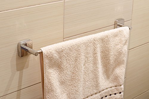 Kapitan Quattro Towel Bar Rail - 60 cm / 23.62 inches, Stainless Steel Square Style Kitchen Rack AISI 304 18/10, Polished Finish, Wall Mounted 3M