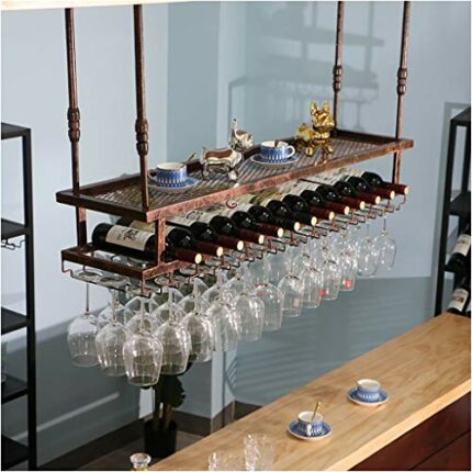 Stylish Simplicity Down Wine Rack Vintage Wrought Iron Wine Rack Home Goblet Rack Multifunctional Storage Rack - Restaurant Kitchen Bar Floating