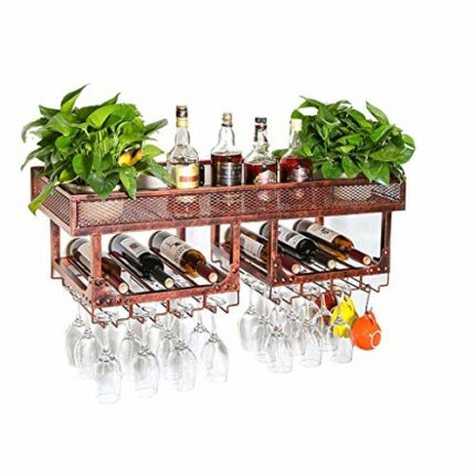 PIBM Stylish Simplicity Wine Shelf Wall-Mounted Wine Rack, Wrought Iron Wall Hanging Wine Rack Wine Rack, Bronze , 100CM