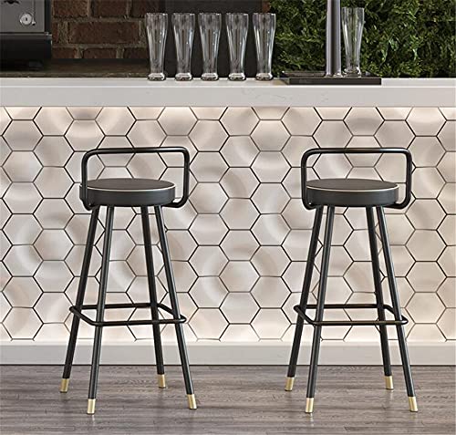 BCLGCF Barstools, Kitchen Counter Bar Chairs with Footrest, Backrest, Breakfast Kitchen High Bar Chairs Metal Leg in Black High Stools Kitchen Ch