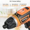 Vastar 7.2V Cordless Screwdriver, Electric Power Screwdriver Set with Rechargeable Battery & Pivoting Handle, 320RPM/10+1 Torque Small Automatic