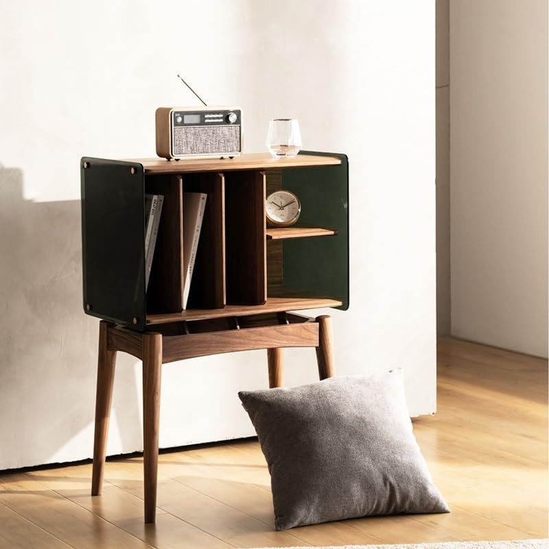 JYDQM Nightstand Book And Newspaper Cabinet Black Walnut Side Cabinet Nightstand Wabi-Sabi Wind Side A Few