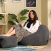 icon Kingston Large Bean Bag, Jumbo Cord Bean Bag, Charcoal Grey, Bean Bag chair for Adults with Filling Included, Comfortable Lounging Chair for