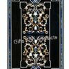 Gifts And Artefacts 30 x 48 Inches Antique Pattern Inlay Work Kitchen Back Splash Rectangle Shape Black Marble Dining Table Top with Elegant Look