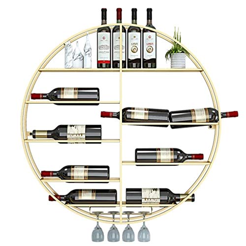 EYLINK Wall Mounted Round Wine Racks Counter Floating Shelves Wine Bottle and Glass Rack Goblet Stemware Holder, Bar Wine Cellar Kitchen Wine Sto