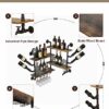 bimiti Industrial Wall Mounted Wine Rack 100 x 75cm 2 Tier Wine Storage Shelf Metal & Wooden Wall Wine Champagne Bottle Holder with 4 Stemware Ra