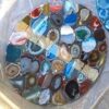 Gifts And Artefacts 42 x 42 Inches Resin Art with Multicolor Agate Gemstone Dining Table Top Round Shape Marble Kitchen Table for Home Furniture