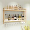 KEppd Wine Rack Wall Mounted - Wall-Mounted Wine Rack | Iron + Solid Wood | Retro Country Style | Kitchen, Restaurant, Bar, Wine Cellar, Storage