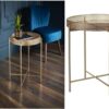 Round Side Table Gold End Table, Metal Tray Snack Table Coffee Tea Table Nightstand Sofa Table for Living Room Bedroom Balcony Patio, Living Room