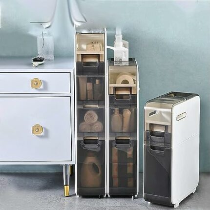 Bathroom Floor Cabinet Vertical Storage Unit Slim Toilet Paper Storage Cabinet 4 Tier Bathroom Floor Cabinet With Storage Drawers Tower Capacity