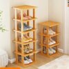 SkiPdr 2-9 Tiers bamboo Shoe Rack - Vertical Narrow Shoe Shelf Storage - Tall Narrow Shoe Organizer for Entryway Closet Hallway