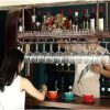 SUCHETA Hanging Wine Rack with Glass Holder and Shelf, Wine Glass Rack Hanging Steamware Rack Champagne Glass Rack Holder Vintage Style Bar Wall
