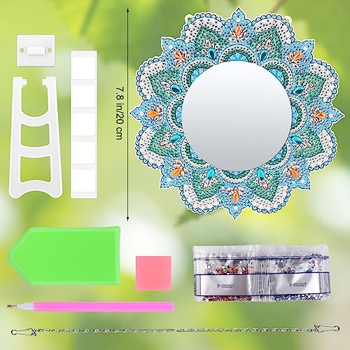SAVITA Diamond Painting Mirror Kits, Mandala Style Diamond Art Makeup Mirror Diamond Painting Makeup Mirror Painting Mirror for Girls Women Arts