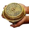 ESPLANADE Brass Decorative Round Pooja God Stool | Brass Chowki | Home Decor Sitting Table - 7" Inches