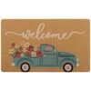 Carvapet Artificial Coir Doormat with Non-Slip Backing for Indoor and Outdoor 17 x 30 inch Front Door Welcome Mat Floral Doormat, Lavender
