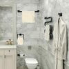 Sieral 9 Pcs Bathroom Hardware Accessories Set Matte Black Towel Bar Set Stainless Steel Bathroom Towel Rack Wall Mounted Black Towel Holder Bath