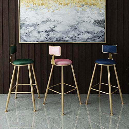 AANAN Stools,Stool,Bar Stools Dining Chairs Pub Bar Height Barstool, Modern Contemporary Dining Caf Bar Stool Chairs with Pink Seat and Backrest,