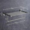 Towel Rail Towel Rack,304 Stainless Steel With Dual Row Towel Shelf For Bathroom,Wall-Mounted Storage Rail Holder Rack(60cm Long)