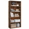 VASAGLE Bookshelf, Open Bookcase with Adjustable Storage Shelves, Floor Standing Unit, Engineered Wood, Rustic Brown, 23.6”