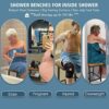 Shower Stool, Shower Benches For Inside Shower, Shower Seats For Shaving Legs Bathroom Bench Waterproof Corner Bench Stainless Steel Poly Lumber