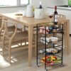 5-tier Trolley on Wheels, Vegetable Rack, Kitchen Storage Utility Cart, Rolling Storage Rack for Kitchen Office Bathroom Laundry Room
