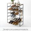 Yamazaki TOWER SHOE RACK WITH WOOD TOP BOARD 6 TIER BK
