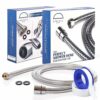 Sprincl Home 1.75m Shower Hose Pipe (69") - High-Performance Stainless Steel Anti-Kink with 2 Washers & Teflon Tape, Universal Fit - Chrome