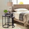 Lantaly Wood Grain Look Round Nesting Coffee Tables Side Tables Accent End Tables Sofa Tables Nightstands Furniture Set of 3 for Home Office Livi