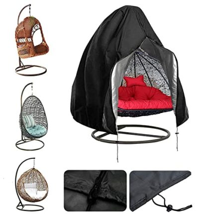 longziming Waterproof Egg Hanging Chair Cover with Zipper, 200*230CM 210D Oxford Fabric Heavy Duty Veranda Patio Cocoon Chair Garden Protective C