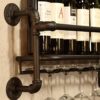 Vintage Wine Bottle Holder Industrial Wrought iron Wine Racks Wall Mounted Rustic Wine Glass Goblet Storage Organizer Rack