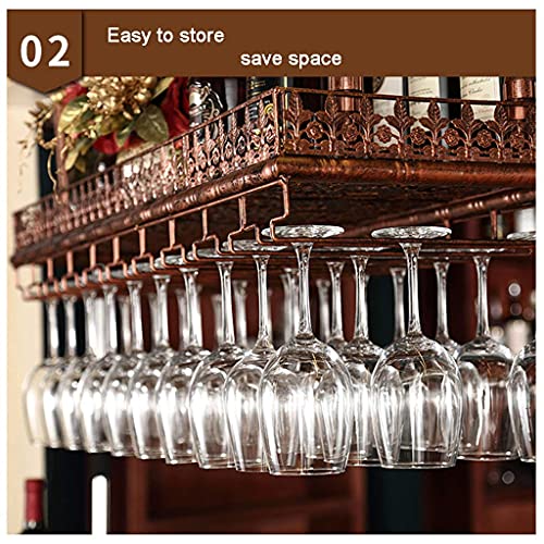 OUSIKA Wine Racks,Cafe Hanging Metal - Glass Holder and Shelf, Adjustable Ceiling Bar Wine Glass Rack,2-Layer Industrial Iron Bottle Holder Wine