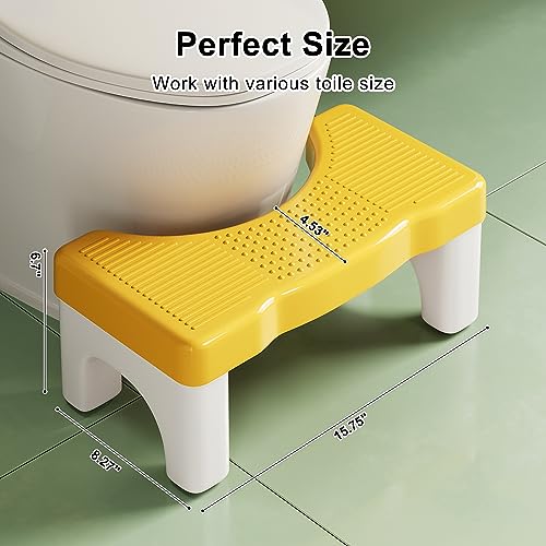 Uaniar Toilet Stool Squat Adult, Plastic Poop Stool for Bathroom Adults, Potty Foot Stool for Kids Seniors with Non-Slip Feet, Yellow