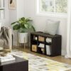 DINZI LVJ Shoe Bench, 9 Cubbies Shoe Organizer for Entryway, Storage Bench with Cushion, Cubby Shoe Rack with Adjustable Shelves for Living Room,