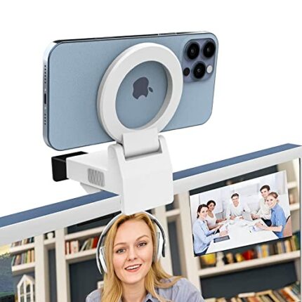 Capstone Continuity Camera Mount for Desktop Monitors with a Flat Back | 30 Degree Tilt for Desk View | Connects via MagSafe | for iPhone 12, 13