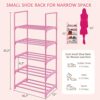 5-Tier Kids Shoe Rack 10 Pair,LNYZQUS Pink Small Shoe Organizer Shoe Shelf,Toddler Shoe Stand for Narrow Space, Cute Shoe Rack Floor for Women &