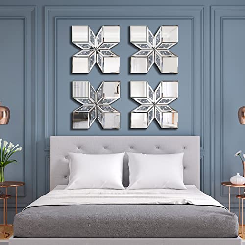 STYLISHIA Crushed Diamond Decorative Mirror 12x12” 2 Pack Shape Glass Decor Wall for Home Decor, Exquisite Accent Art