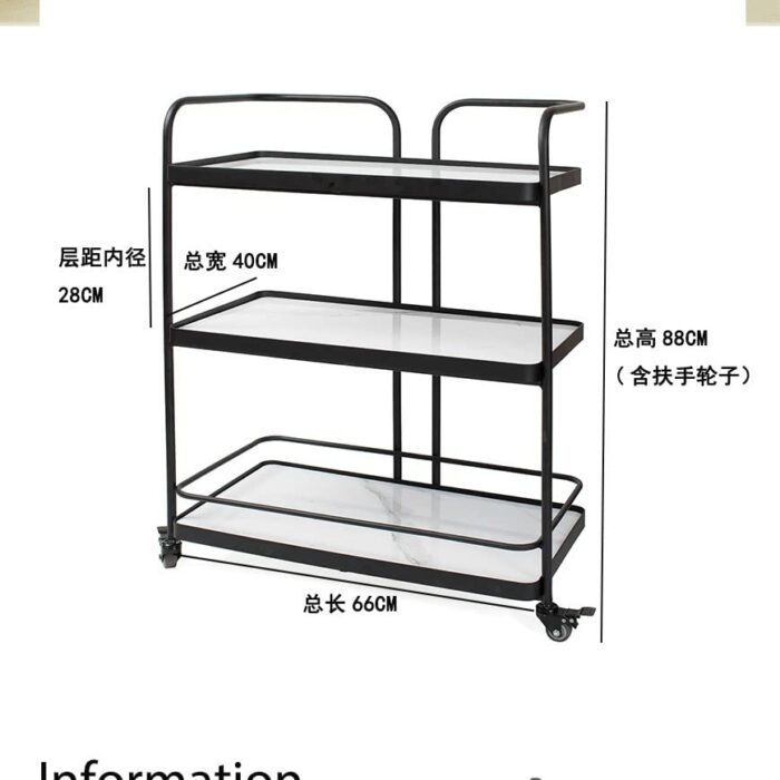 QUANJJ Nordic Style Household Mobile Trolley Kitchen Dining Room Three-tier Shelf Hotel Commercial Trolley Wine Cart