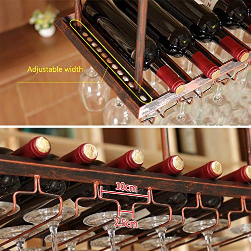 EMISOO Wine Rack Wall Mounted - Ceiling Wine Bottle Rack,Vintage Style Iron Hanging Wine Glass Holder Bar Accessories Shelving for Restaurant or