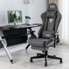S*MAX Gaming Chair with Footrest Fabric Thicken Seat Ergonomic Gaming Chairs with 3D Armrest Breathable Fabric Headrest Lumbar Support Racing Sty